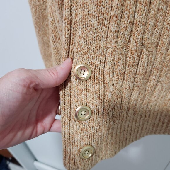 Talbots Cowl Neck Knit Long Sleeve Pullover Sweater Tan White Caramel - Medium - Picture 5 of 7